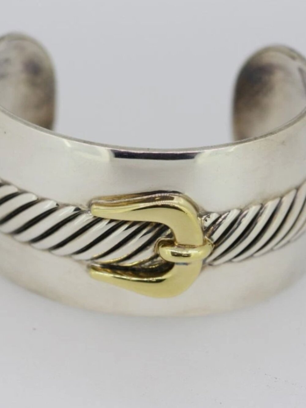 David Yurman Two Tone Sterling/18K Buckle Cuff Bracelet - 6 3/4"